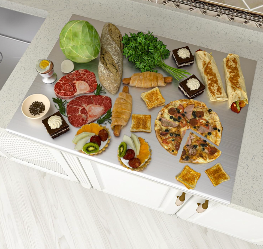 Stainless Steel Cutting Board, 23.6" x 19.6" Large Size Stainless Steel Cutting Boards for Kitchen, Heavy Duty Chopping Boards with Lip for Meat Vegetables & Bread, Pastry Board(60 x 50 cm)