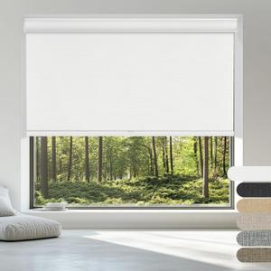 Cordless 100% Blackout Roller Window Shades Custom Pull Down Door Blinds, Easy to Install up and Down Blinds for Windows,56" W x 86" H,White