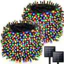 2 Pack 480 LED Solar Chrismas Lights Outdoor, 170 FT Super Long Solar String Lights for Outside with 8 Modes & Memory Function, Waterproof Twinkle Light for Xmas Tree Party Decorations (Multicolor)