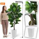 Aveyas 6ft Artificial Fiddle Leaf Fig Tree for Home Decor, 6 Feet Large Faux Plant Fake Ficus lyrata Silk Trees with Pot for Indoor Outdoor House Living Room Office (6 ft Tall Including Raised Pot)