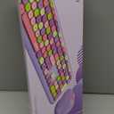 Wireless Keyboard and Mouse Combo, Colorful Ergonomic Full Size Retro Low-Noise Keyboard with Cute keycaps, Compatible with Windows, PC, Perfer for Home and Office Keyboards (Purple)