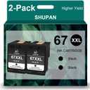 XXL 67 Black Ink Cartridges Remanufactured for HP 67XXL 67 Ink for DeskJet 2855e 2700 2700e 2710e DeskJet Plus 4122 4132 Envy Pro 6455 6458 Printer (2 Black)