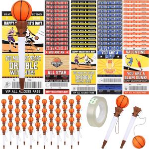 Sayglossy 48 Set Valentine's Day Sports Cards with Ballpoint Pen Set - 2026 Basketball Pens Sports Cards for Valentine's Day School Classroom Kid Exchange Gift Birthday Party Favor