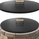 1MORE Fire Pit Lid Round 30" - Metal Firepit Lid with Wooden Handle for Patio Firepits, Rust Resistant 1.5mm Fire Pits Metal Lid, Outdoor Firepits Accessory, Smokeless Fire Pits Cover Round Metal
