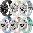 Sport Silicone Band for Samsung Galaxy Watch Ultra Bands 47mm for Men Women, Soft Breathable Waterproof Rubber Replacement Strap for Samsung Galaxy Ultra 2(2025)/Ultra(2024) Watch Band 47mm (01-Black/Starlight/Light Gray/Blue/Pink/Turquoise)