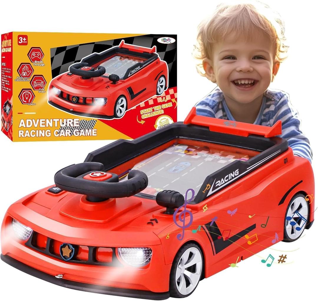 Gifts2U Musical Steering Wheel Racing Car Toy for Kids, with Music and Light Simulated Learning Driving Cars Adventure Toys Competition Game Birthday Gift for Boy Girl Toddler (Red)