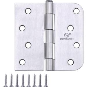 Door Hinge 4 Inch Interior Door Hinges Satin Nickel 4 Inch Interior Hinges Flat Iron Hinge 4"x 4" Door Hardware 5/8" Radius - 12 Pieces