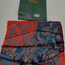 100% Mulberry Silk Neck Scarf 21''x21'' Small Square Hair Scarf for Women Men Lightweight Bandana Envelope Package (Floral- Blue Red)