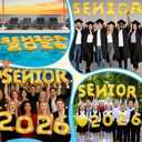 Civaner 10 Pcs Class of 2026 Senior Night Graduation Party Decorations, 20 Inch Glitter Gold Inflatable Pool Float Letters Balloons, Photo Props for Seniors, Summer Grad Supplies for Pool, Grad Party