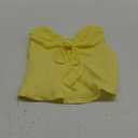 Milumia Women Tie Front Ruched Tube Top Strapless Flared Hem Peplum Bandeau Tops (X-Small, Yellow)