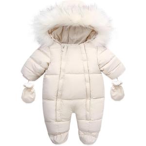 Baby Girl Boy Snowsuit Cute Down Jacket Hooded Romper Light Puffer Padded Jumpsuit Infant Winter Outwear, 0-6 Months 