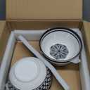 Melamine Dinnerware Sets-12pcs Melamine Plates and Bowls Set, Unbreakable, Dishwasher Safe, Indoor Outdoor Use, Black Pattern