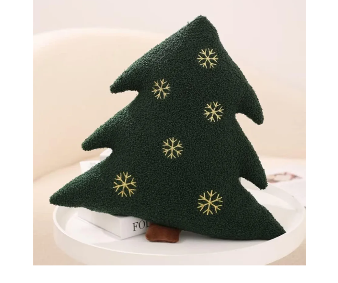 Christmas Green Tree Pillow Biscuit Man Plush Soft Throw Pillows Stuffed Premium Polyester Fiber Sofa Cushion Christmas Party Decor (Christmas Green Tree, 15-3/4 INCH)