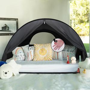 LEEDOR Pop Up Bed Tent with Mesh & Shade Cloth Window,Bed Canopy Shelter Cabin Indoor Privacy Space Sleeping Tents,Blackout Light Reduction Breathable Dream Tent Portable for Kids Adults Full, 78"W x 43"L