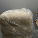 17''3 Square Ottoman Pouf Installed,Sturdy Wooden Frame,Capacity 330 lbs,Modern Sofa Stool Fuzzy Sherpa Footstool,Foot Rest,Cube Boucle,Vanity Stool,for Couch Living Room(Peach Fur)