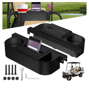 Upgraded Golf Cart Armrest with Cup Holder – Universal Fit for EZGO, Club Car, Yamaha – Waterproof, Golf Cart Accessories, Larger Armrest Area, No Drilling Required, Fits 1" & 1.25" Square Tubes