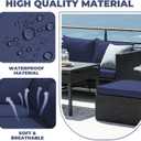 14Pcs Stretch Patio Cushion Covers Replacement Outdoor Couch & Sofa Covers Waterproof UV-Resistant Slipcovers for Patio Furniture Cushion with Zipper, Blue