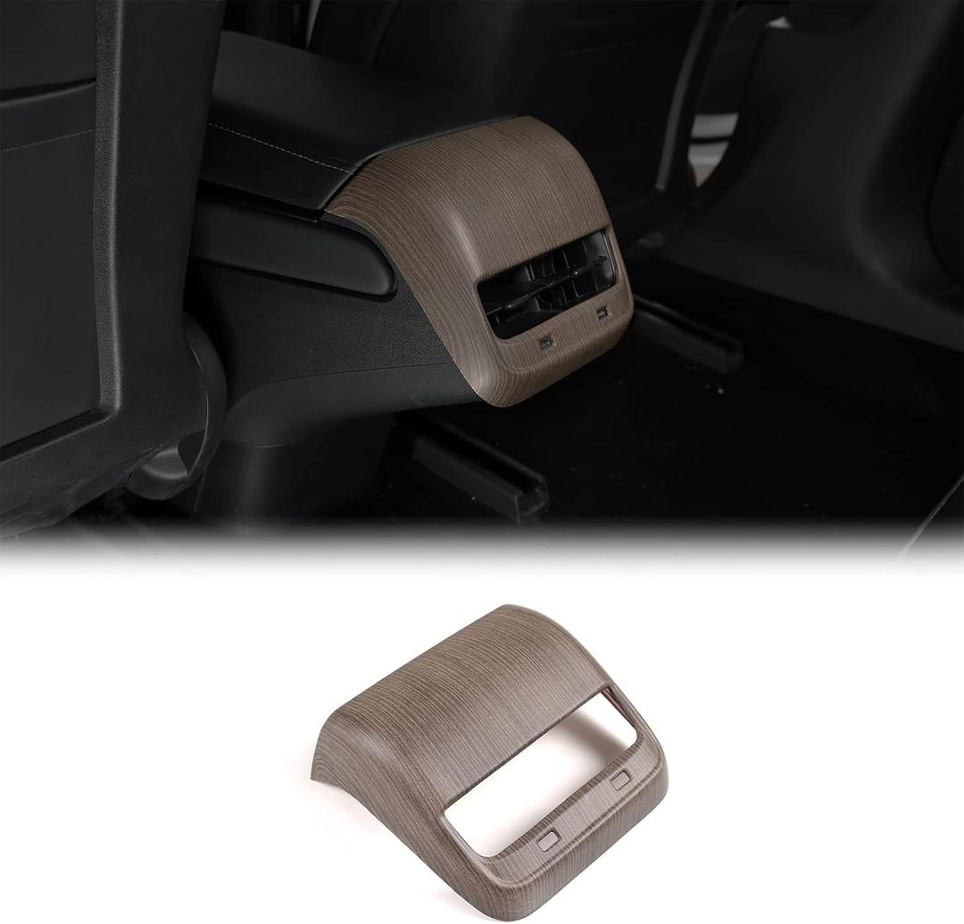 ABS Rear Center Console Air Vent AC Vents Cover Trim for Tesla Model 3 & Model Y 2017-2021 (Pear Wood Grain)