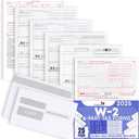 W2 Forms 2025 with Envelopes, 6 Part W2 Tax Forms for 25 Employees IRS Compatible Laser Forms with 3 W3s, Works with Quick books in Other Software - Includes 25 Self-Seal Envelopes