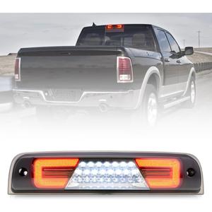 RAM 1500 LED Third Brake Light for 2009-2024 Dodge Ram 2500 3500 4500 5500 High Mount Red 3rd Brake Stop Lamp Pickup Trucks White Cargo lights Rear Center Tail Lights CHMSL With Seal Foam Gaskets
