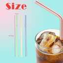 100 Pcs Flexible Disposable Plastic Straws, Colorful Flexible Straws, Long Straws, Disposable Plastic Drinking Straws, 8.27inch Long Straws Party Decorations, Assorted Colors Striped