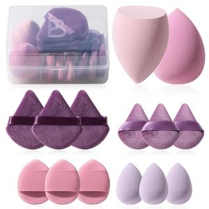 BS-MALL Makeup Brush Set 14 Pcs Premium Synthetic Foundation Powder Concealers Eye shadows Blush Makeup Brushes with Makeup Case and Makeup Sponge (B-Purple)