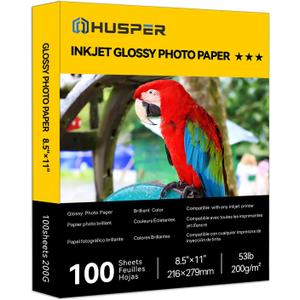 Inkjet Glossy Photo Paper 100 Sheets 8.5x11 Inches 53lb Professional Photographic Paper Compatible with Dye Ink Printers 200GSM Instant Dry