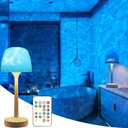 Waterproof Shower Lamp Cordless, Rechargeable Shower Light with 16 Color Ocean Wave Lights Projector, Rechargeable Bathroom Lamp with Touch & Remote Control,Spa-Like Mood Light for Bathtub/Shower (Khaki)