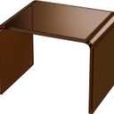 Acrylic Step Stool Small Clear Acrylic Foot Stool for Bathroom Bedroom Kitchen with Non-Slip,Holds Up to 250lbs (Dark Brown, 12.6'' x 9'' × 9.8'')