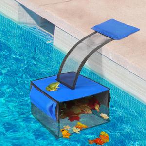 2 IN 1 Pool Leaf Catcher with Animal Saving Escape Ramp, Floating Leaf Net Skimmer Cleaner for Pool Surface Cleaning, Pool Critter Escape Ramp Accessories Above Ground Pool Leaf Skimmer (Wing Style)