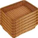 6 Pack Woven Serving Baskets 15.8 Inch Wicker Bread Baskets Rectangle Rattan Storage Display Trays Tabletop Food Serving Basket for Bread Food Vegetables Fruit