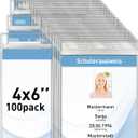 Vertical ID Badge Holders with Soft Edge (Sealable Fits 4x6 Inch Insert) (100 Pack), Waterproof Passport ID Card Holder, Name Tag Holder, Name Badge Holders, Zipper Plastic Badge Holder