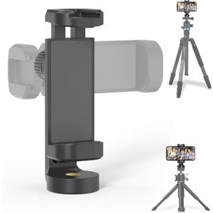 Phone Mount for Tripod, Universal Tripod Mount Adapter with Cold Shoe, 360 Rotates Adjustable Cell Phone Clip Clamp Holder with 1/4" Screw, Compatible with iPhone/Android/4-7 Phone