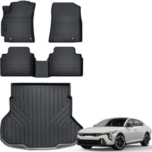 Auxko All Weather Floor Mats Cargo Mat Fit for 2025 2026 Kia K4 Sedan TPE Liners Accessories for Kia K4 Sedan 2025 2026 All Season Guard Odorless Anti-Slip Floor Mats Cargo Liner