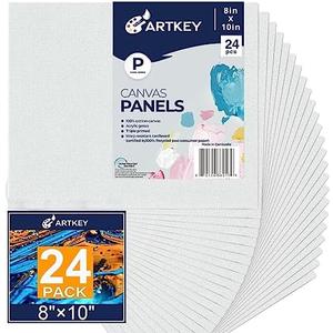 Artkey Canvases for Painting 8x10 Inch 7-Pack, 10 oz Primed 100% Cotton White Blank Flat Canvas Boards, Art Paint Canvas Panels for Acrylic Oil Watercolor Tempera Paints