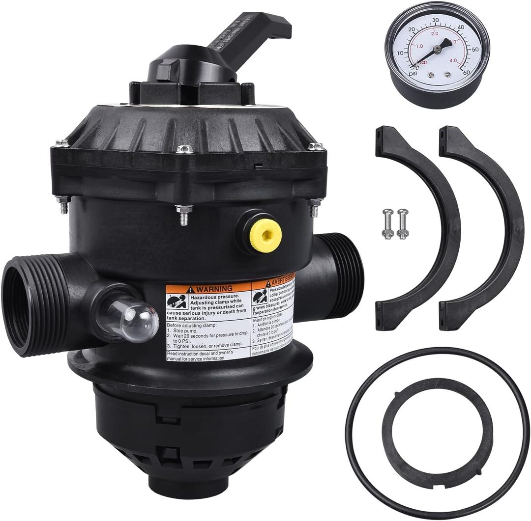 262506 1-1/2 6-Way Clamp Style Valve Compatible with Pentair 262506 Multiport Valve, Compatible with Tagelus/Sand Dollar/Meteor Pool and Spa Sand Filters Replace 4600-2506, 4600-2507