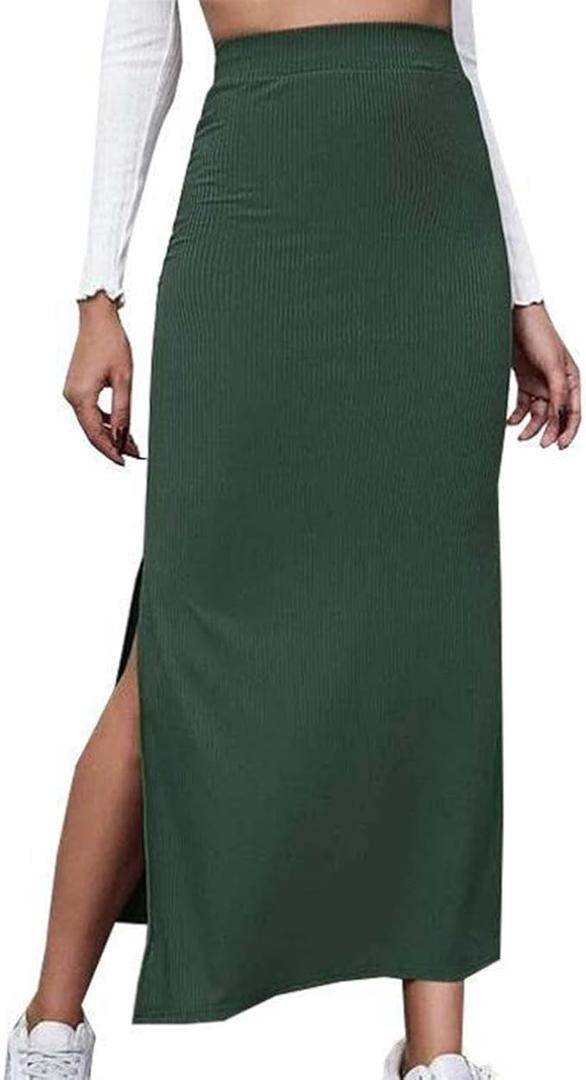 Ladies Skorts Skirt for Women Ribbed Wrap Slit Pencil Criss Cross Basic Maxi Long Skorts 2025 Regular Fit Size M