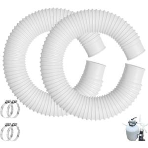 2 Pack 1-1/4 Inch Pool Pump Replacement Hose 16 Long For Above Ground Pools - Filter Pump Hose Bundled With Metal Clamps