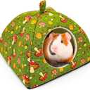 Candofly Guinea Pig Hideout - Warm Bunny Bed Hamster Hideout Guinea Pig Accessories, Mushroom Pattern Winter Sleeping House for Small Animals,Hedgehog,Ferret,Rat,Rabbit (L) (L-9.4"x9.4"x7.9")