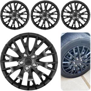 16 Inch Black Hubcaps Wheel Covers – Set of 4 Premium ABS Snap-On OEM Style Replacement for Cars, Trucks, SUVs & Vans – Durable, Secure Fit Rim Covers for 16” Steel Wheels
