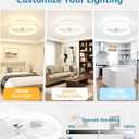 VOLISUN Low Profile Ceiling Fans with Lights and Remote, 24in Fandelier Ceiling Fan with Light, 3000K-6500K Dimmable Bladeless LED Fan Light, White Flush Mount Ceiling Fans with Lights for Bedroom