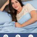 Extra Deep Queen Fitted Sheet - Hotel Luxury Single Fitted Sheet Only - Easily Fits 18 inch to 24 inch Mattress - Ultra Soft, Wrinkle & Fade Free w/Extra Deep Pocket - Breathable & Comfy - Light Blue