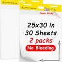 Super Sticky Easel Pad,25 in x 30 in Self Stick Flip Chart Paper,30 Sheets/Pad,2 Pad/Pack,Large White Premium Anchor Chart Paper,Easel Paper for Teachers,Businessmen,Office Workers