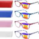 Progressive Multifocus Reading Glasses for Women, Blue Light Blocking Ladies Computer Readers with Spring Hinge, Magnification Strength +2.5