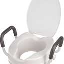 EasyComforts Raised 4 -Toilet Seat with Padded Arms and Lid, Bathroom