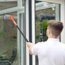 Window Cleaner Tool for Home, 59.5'' Squeegee Kit for Car Windshield, Shower Door, Mirror Cleaning, 2 in 1 Outdoor Glass Washer with Extension Pole