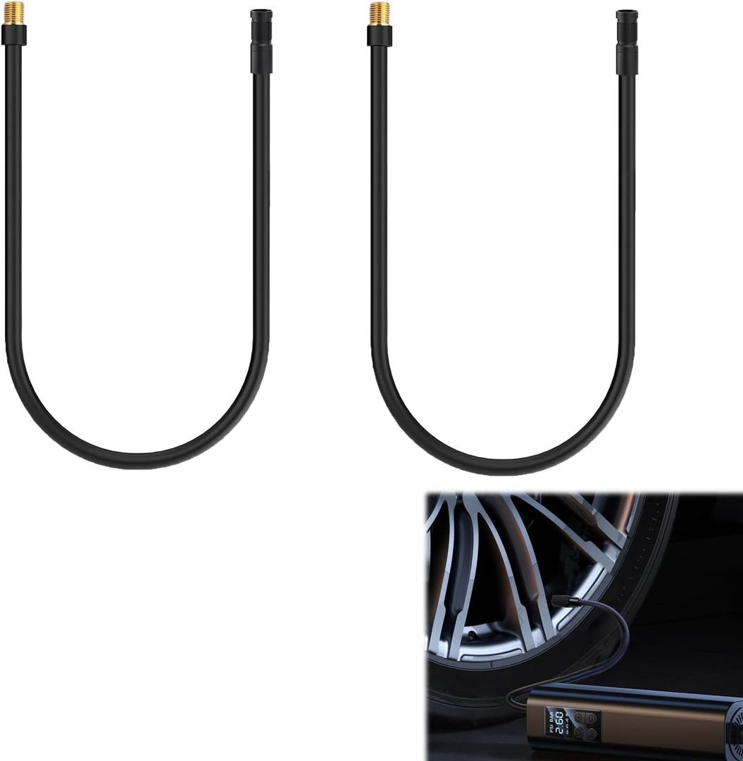 2PCS Universal Brass Screw Thread Tire Inflator Extension Tube, Air Pump Hose Adapter Suit for Car, Motorcycle, E-Bike, VG8 Extension Hose Quick Turn Inflation Attachments 19.69 inches