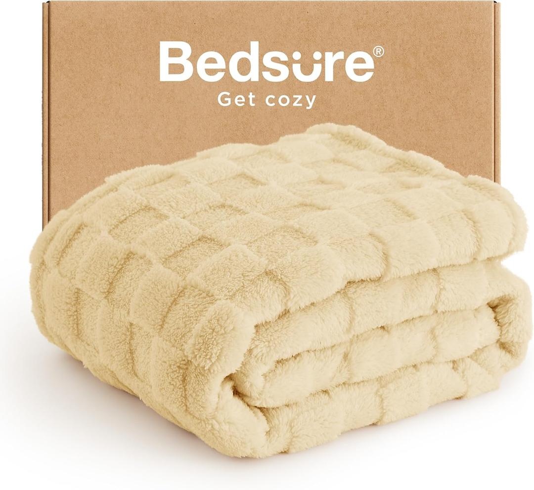 Bedsure GentleSoft Yellow Throw Blanket for Couch - Checkered Fleece Blankets Gifts for Women Men Girls, Cute Soft Cozy Throw for Bedroom Home Decor Gifts, 50x60 Inches