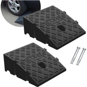 2PCS Curb Ramps 4.3"" Rise Height Curb Ramp Interlock Curb Ramps for Driveway Low Cars Motorcycle Wheelchair Bike Vehicles Truck (4.3"" High), Black