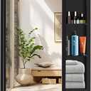 20" x 26" Black Bathroom Medicine Cabinet with Mirror, Recessed or Wall Mount Single Door Aluminum Alloy Framed, Bathroom Storage Cabinet with 2 Adjustable Glass Shelves
